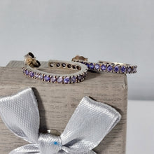 Load image into Gallery viewer, SILVER OPEN HOOPS WITH LILAC ZIRCONIA
