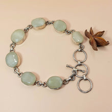 Load image into Gallery viewer, SILVER BRACELET WITH 7 SEMI-PRECIOUS AMAZONITE STONES 
