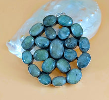 Load image into Gallery viewer, SILVER 925⁰ MEDALLION PERFORATED IN ROUND SHAPE 9 CM DIAM. WITH 21 OVAL GENUINE AMAZONITE SEMI-PRECIOUS STONES
