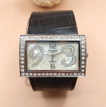 Load image into Gallery viewer, WATCH "FIRENZE" FOR WOMAN WITH STAINLESS STEEL DIAL + LITTLE STRASS STONES AND MOTHER OF PEARL , BLACK CROCO BAND 
