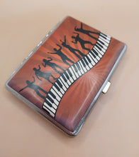Load image into Gallery viewer, CIGARETTE-CASE UNISEX "PIANO" DESIGN BROWN-LIGHT BLUE
