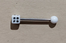 Load image into Gallery viewer, SINGLE EARRING PIERCING UNISEX "WHITE DIE/DICE" SURGICAL STEEL 3CM
