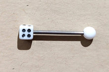 Load image into Gallery viewer, SINGLE EARRING PIERCING UNISEX "WHITE DIE/DICE" SURGICAL STEEL 3CM
