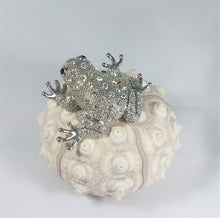 Load image into Gallery viewer, STAINLESS METAL WHITE-GOLD PLATED BROOCH "PRINCE FROG" WITH TYPE SWAROVSKI  STONES
