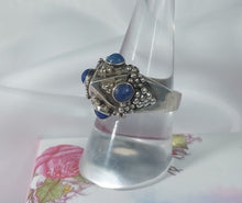 Load image into Gallery viewer, SILVER RING 4 ROUND-SHAPED SEMI-PRECIOUS LAPIS LAZULI
