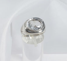 Load image into Gallery viewer, SILVER RING LARGE WHITE ZIRCON 
