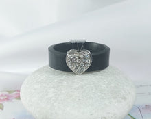 Load image into Gallery viewer, SILVER 925⁰, RING, FLAT WIDE BASIS OF BLACK SILICON, SILVER ELEMENT HEART

