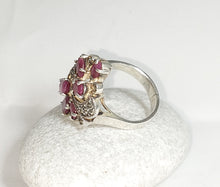 Load image into Gallery viewer, SILVER RING PRECIOUS STONES RUBIES MARCASITES
