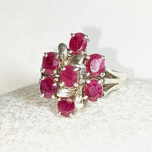 Load image into Gallery viewer, SILVER RING 7 PRECIOUS STONES RUBIES 
