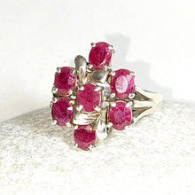 Load image into Gallery viewer, SILVER RING 7 PRECIOUS STONES RUBIES 
