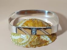 Load image into Gallery viewer, HANDMADE MEDALLION CROSS, GOLDEN STRIPE WHITE ZIRCON
