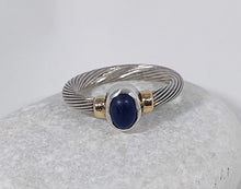 Load image into Gallery viewer, HANDMADE RING CABOCHON SAPHIRE SILVER 925⁰+GOLD 14K
